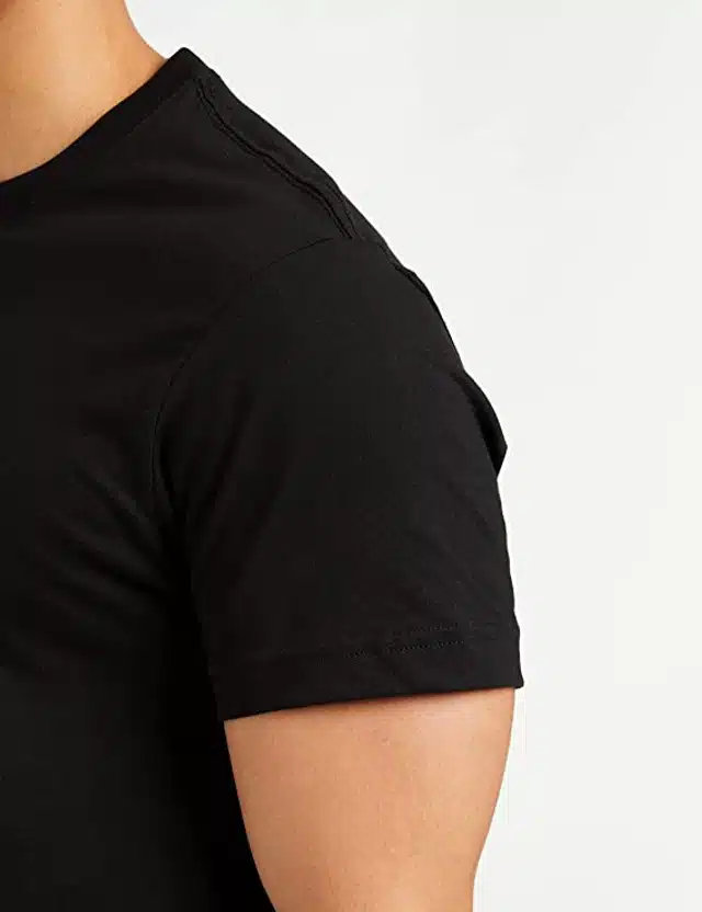 Printed Half Sleeves T-shirt for Men (Black, L)