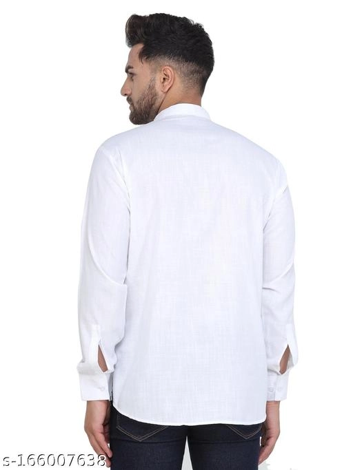 Cotton Blend Solid Short Kurta for Men (White, S)