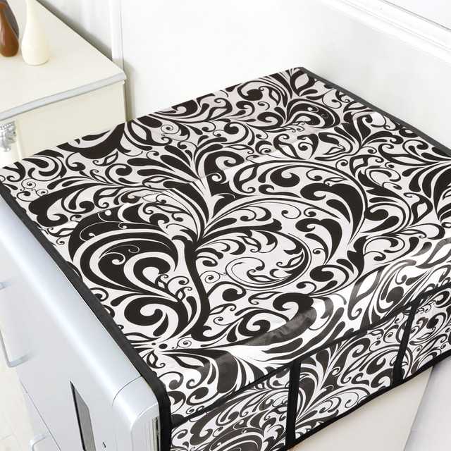 WISHLAND 1 Pc Fridge Cover for Top with 6 Pockets, 2 Handle Cover, 3 Fridge Mats (Set of 6, 21X39 inch) (A-524)