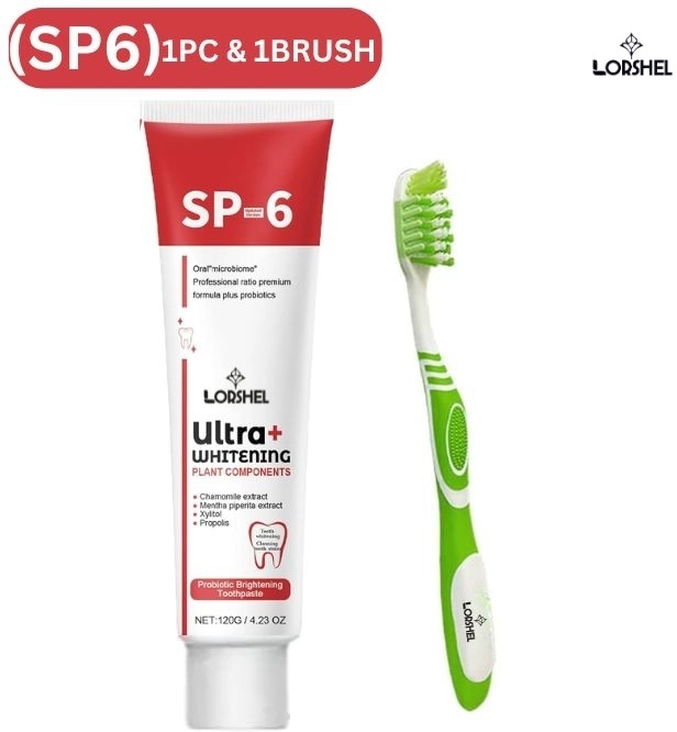 Lorshel SP-6 Ultra Whitening Toothpaste with Toothbrush (Multicolor, 120 g)