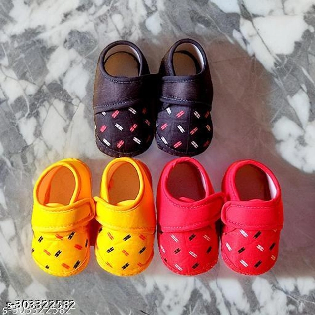 Shoes for Infants (Multicolor, 0-3 Months) (Pack of 3)