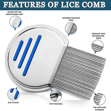 Lice Remover Comb For Women And Kids Stainless Steel Lice Terminator Fine Egg Nit Lice Egg Removal Comb For Women Lice Comb Hair Women Scalp Louse And Eggs Remover (pack of 1)