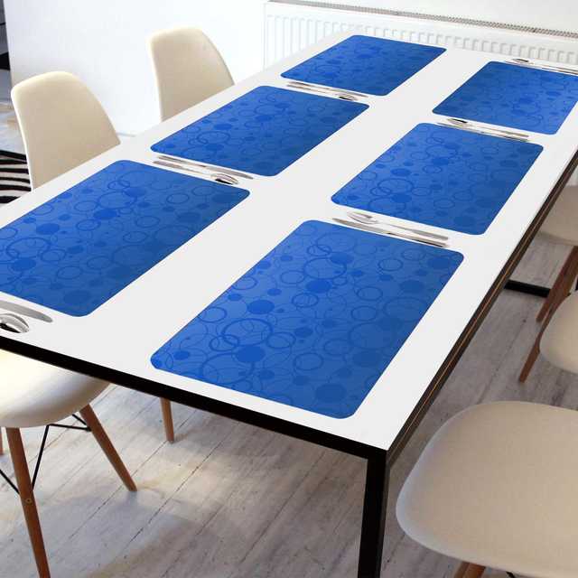E-Retailer PVC Waterproof Multipurpose Table Mats Placemats For Dining Table (Royal Blue, 44X29 cm) (Pack Of 6) (ER_019)