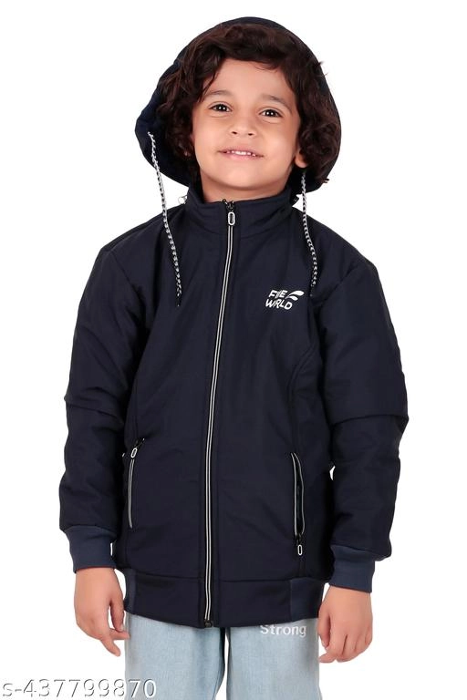 Polyester Jacket for Boys (Navy Blue, 2-3 Years)