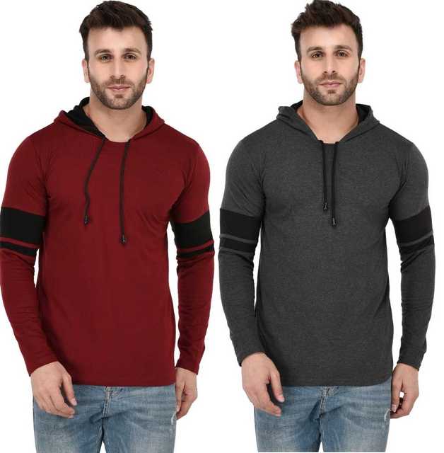 Men's Hooded Sweatshirt (Pack of 2) (Multicolor, M) (SVG-76)