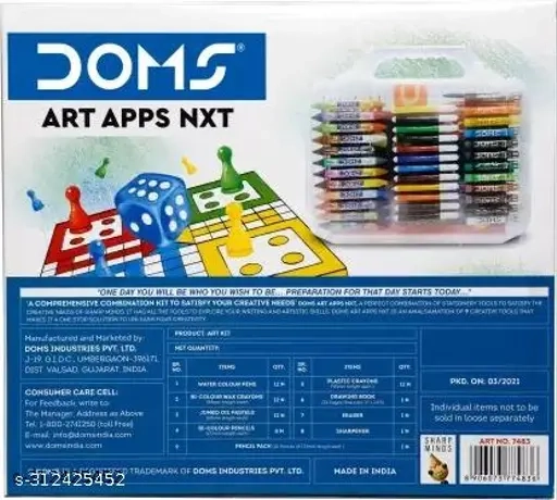 DOMS Art Apps Nxt Kit With Plastic Carry Case | Perfect Value Pack For School Kids