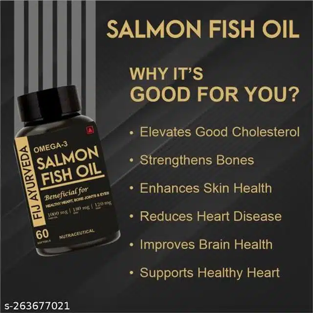 Fij Ayurveda 60 Pcs Salmon Fish Oil Omega 3 Fish Oil Capsuls