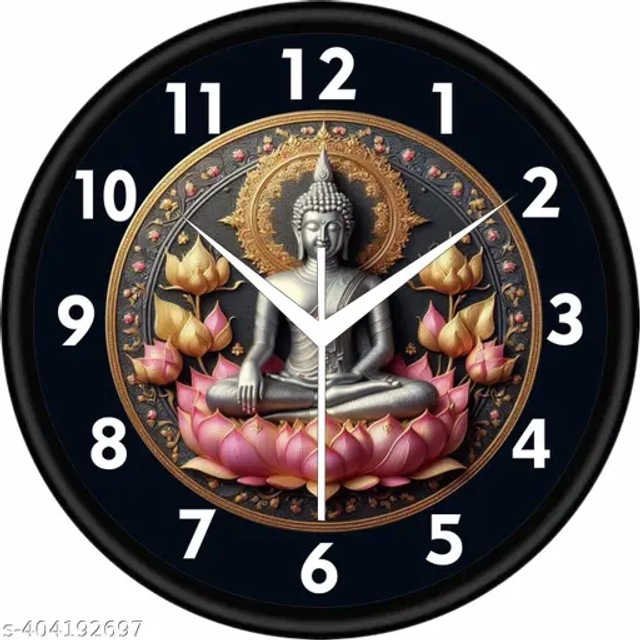 Buddha Wall Clock (Black, Pack Of 1)