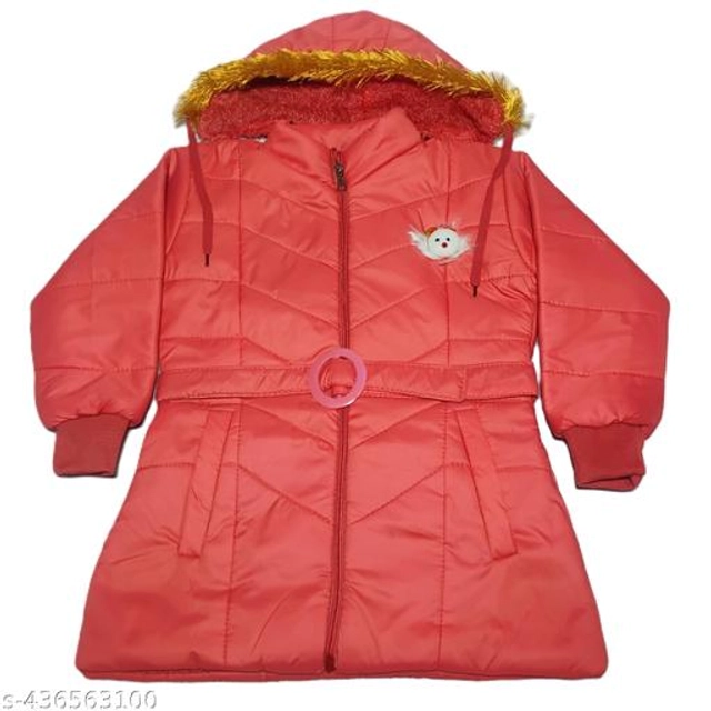 Polyester Jacket for Girls (Peach, 0-3 Months)