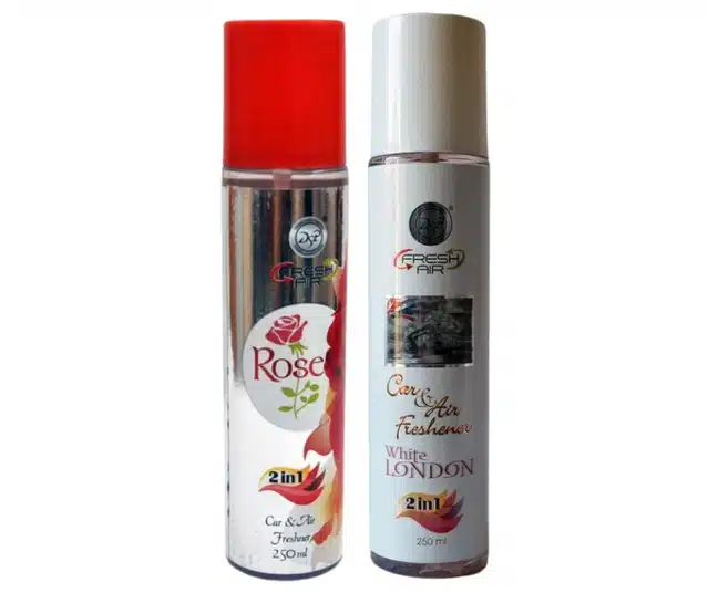 DSP Rose with White London 2 in 1 Car & Air Freshener (Pack of 2, 250 ml)