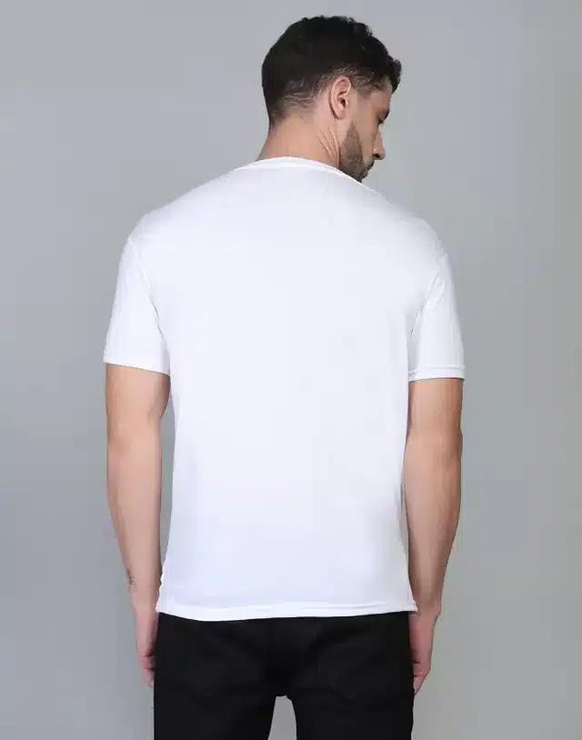 Printed Half Sleeeves T-Shirt For Men (White, L)