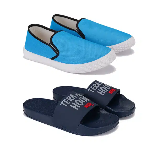 Combo of Casual Shoes & Sliders for Men (Pack of 2) (Multicolor, 7)