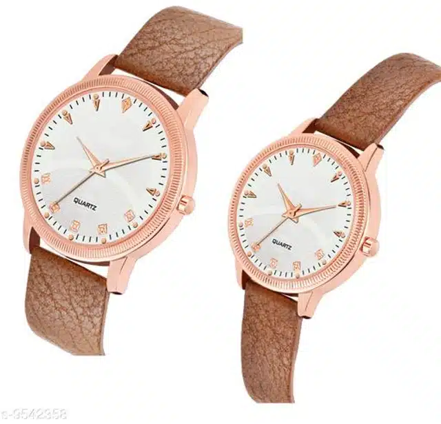 Analog Watch for Couple (Multicolor, Pack of 2)