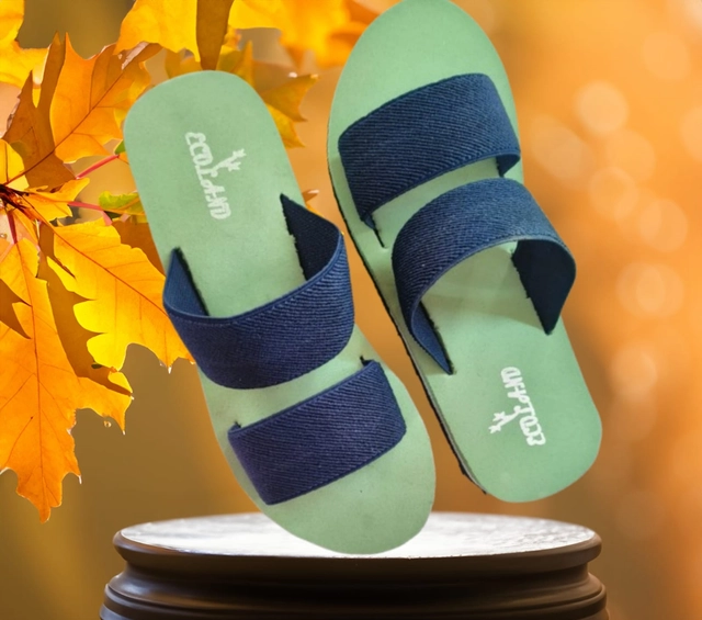 Sliders for Women (Navy Blue & Mint Green, 4)