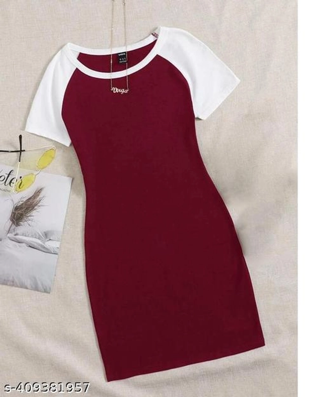 Cotton Blend Dress for Girls (Maroon & White, 4-5 Years)