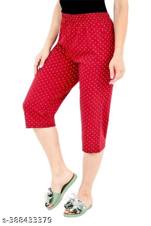 Cotton Solid Capri for Women (Maroon, S)