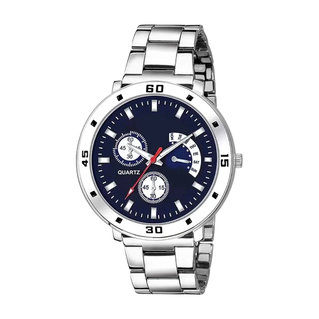 Analog Watch for Boys & Men (Blue & Silver)