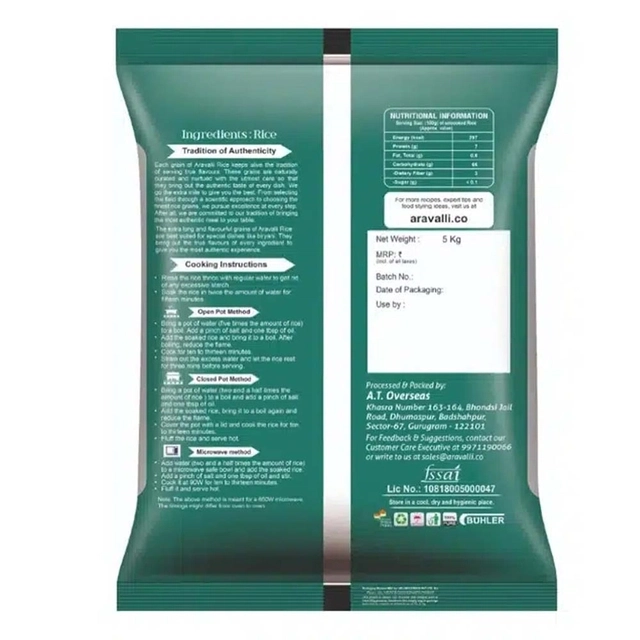 Aravalli Rozana Silver Basmati Rice 5 Kg