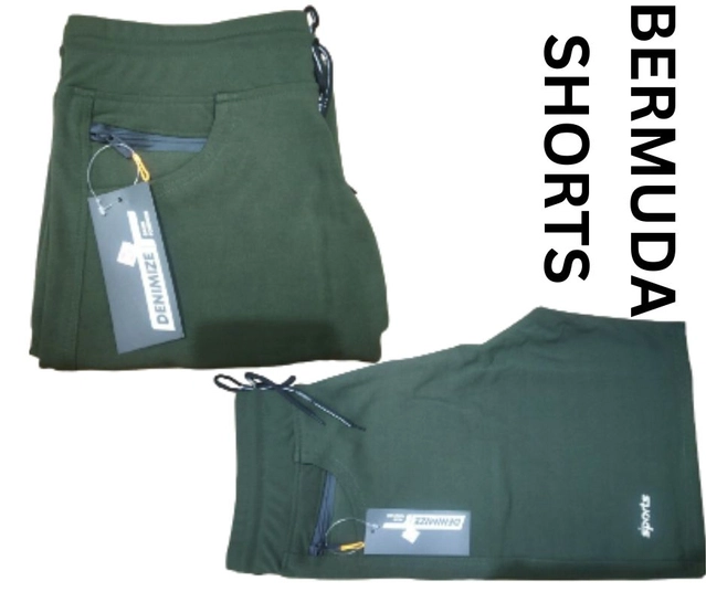 Lycra Solid Shorts for Men (Green, L)