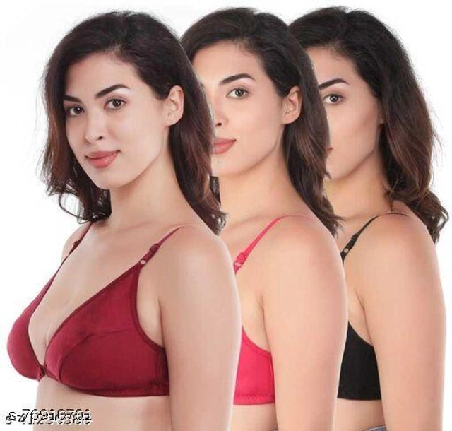 Cotton Blend Bras for Women (Multicolor, 30A) (Pack of 3)