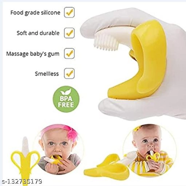 Silicone Banana Shape Toothbrush for Kids (White & Yellow)