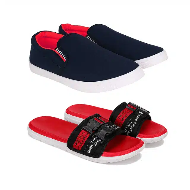 Combo of Casual Shoes & Sliders for Men (Pack of 2) (Multicolor, 8)