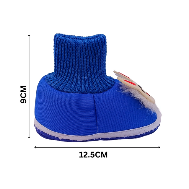 Cotton Booties for Infants (Blue, 0-3 Months)