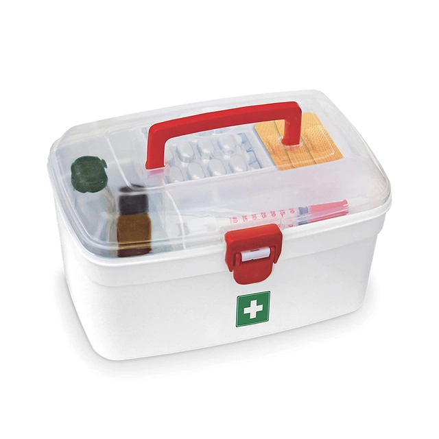 Plastic First Aid Kit Storage Box (White)