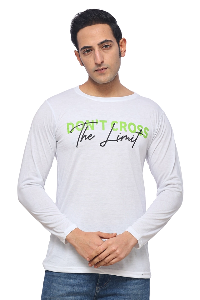 Round Neck Printed T-Shirt for Men (White, M)