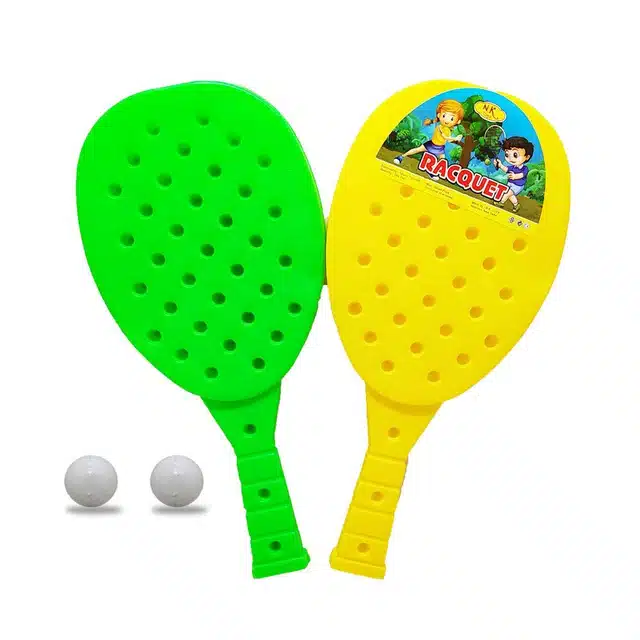 Racket Set with Balls for Kids (Yellow, Set of 2)