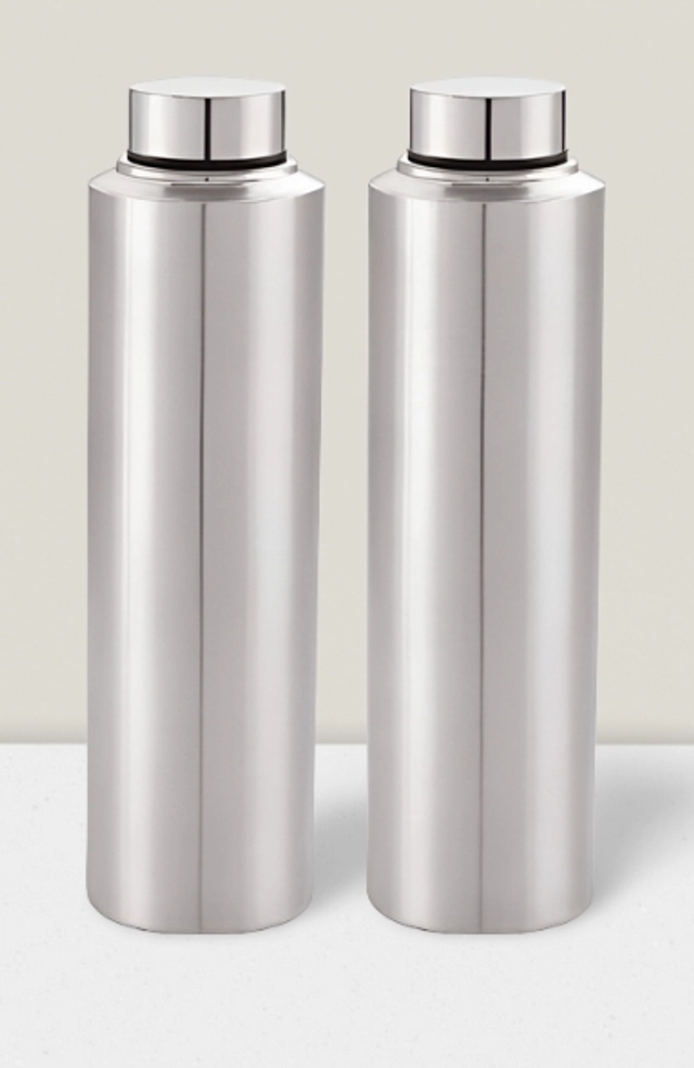 Stainless Steel Water Bottle (Silver, 1000 ml) (Pack of 2)