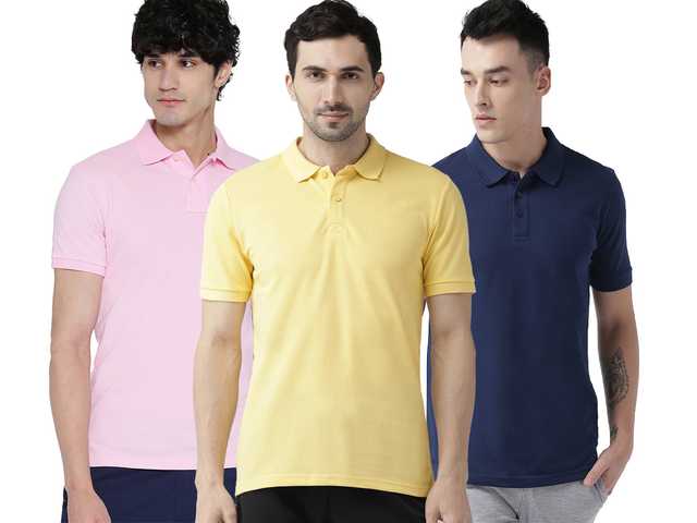 Galatea Cotton Blend Polo T-Shirt for Men (Pack of 3) (Multicolor, S) (G981)
