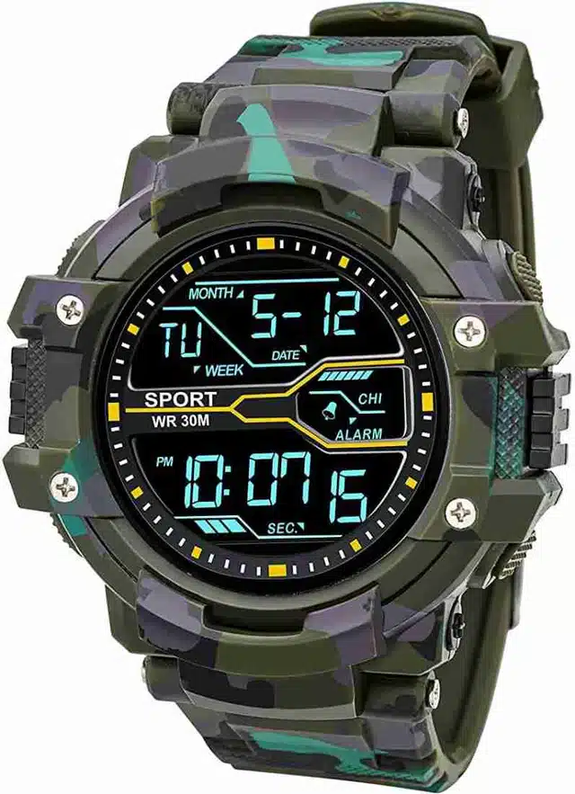 Kids Digital Army Sports Watch (Green)