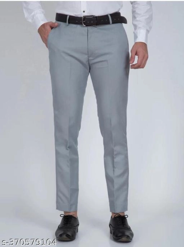 Polyester Formal Pant for Men (Grey, 28)