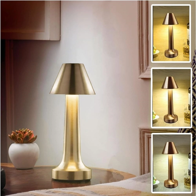 Metal LED Touch Sensor Rechargeable Desk Lamp (Gold)