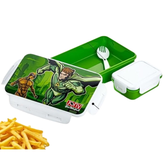 JONY Testy Big Lunch Box with 1 container & 1 Spoon Assorted