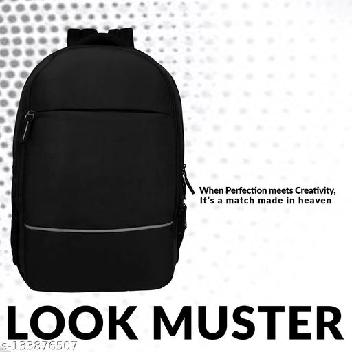 Polyester Backpack for Men & Women (Black & Grey, 35 L)