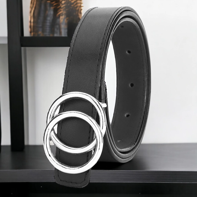 Artificial leather Belt for Women (Black, Free Size)