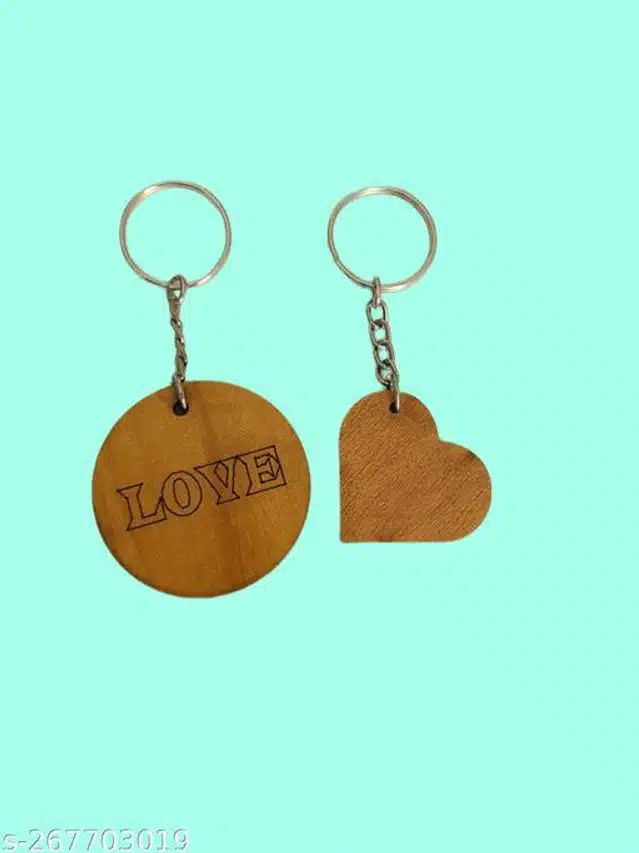 Wooden Key Chain (Brown, Pack of 10)