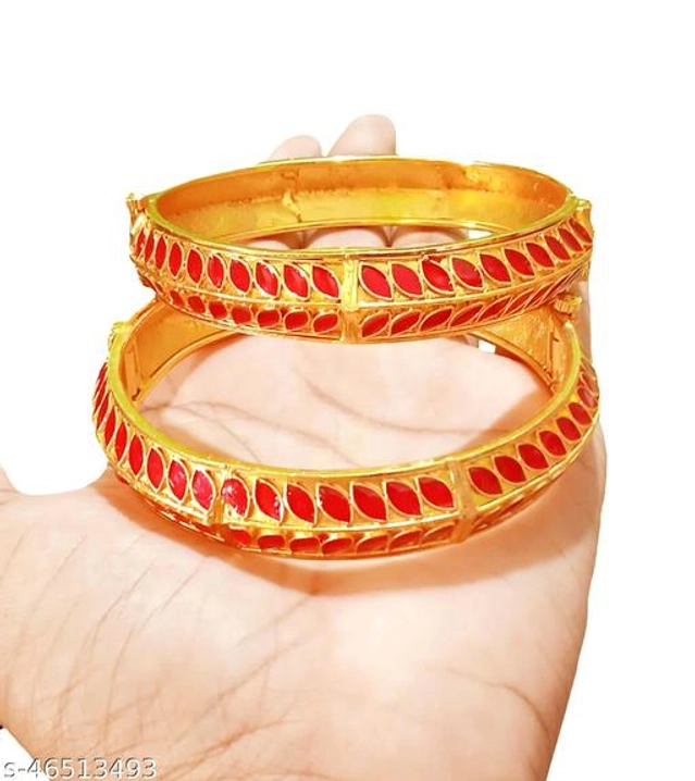 Brass Gold Plated Bangles for Women (Multicolor, 2.2) (Pack of 2)