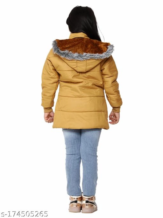 Polyester Jacket for Girls (Mustard, 18-24 Months)