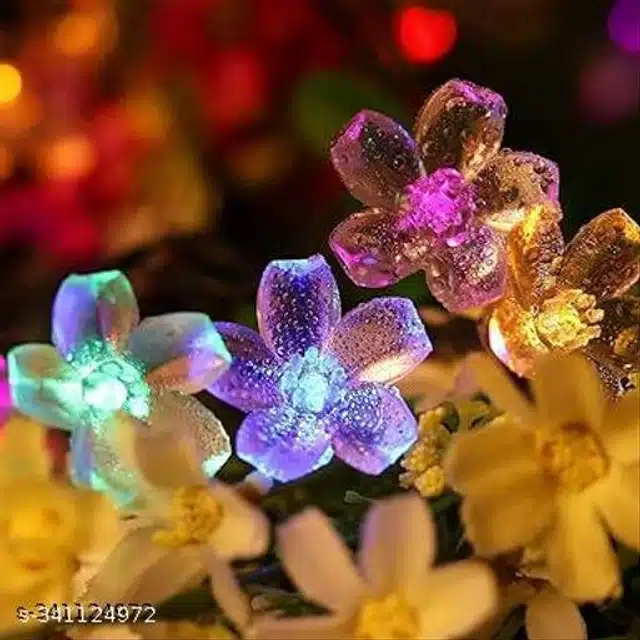 Plastic 50 Pcs Flower LED String Light (Multicolor, 8 m)