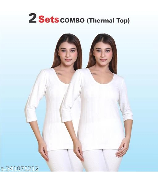 Woolen Thermal Top for Women (White, XXL) (Pack of 2)