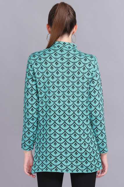 Women's Premium Button Cardigan (Teal Green, L) (AX-43)