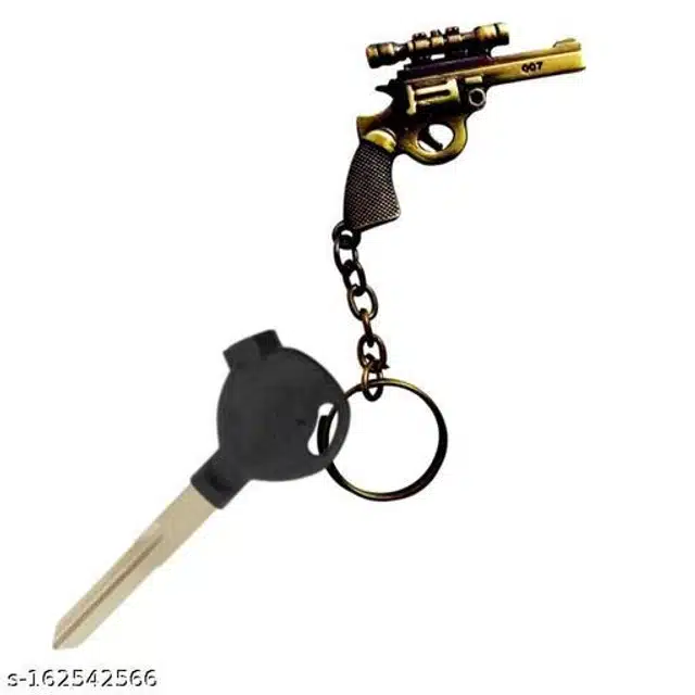 Gun Shape Key Chain (Black & Golden, Pack of 2)