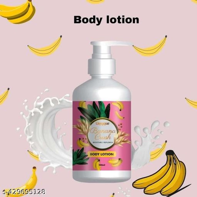  Lissyque Body & Face Lotion Enrich With Banana Extract For Rough & Dry Skin, Increase Natural Whitening, Sooth & Glowing Skin, 48h Hydration, SPF 30 For All Skin Type For Men & Women- 300ml