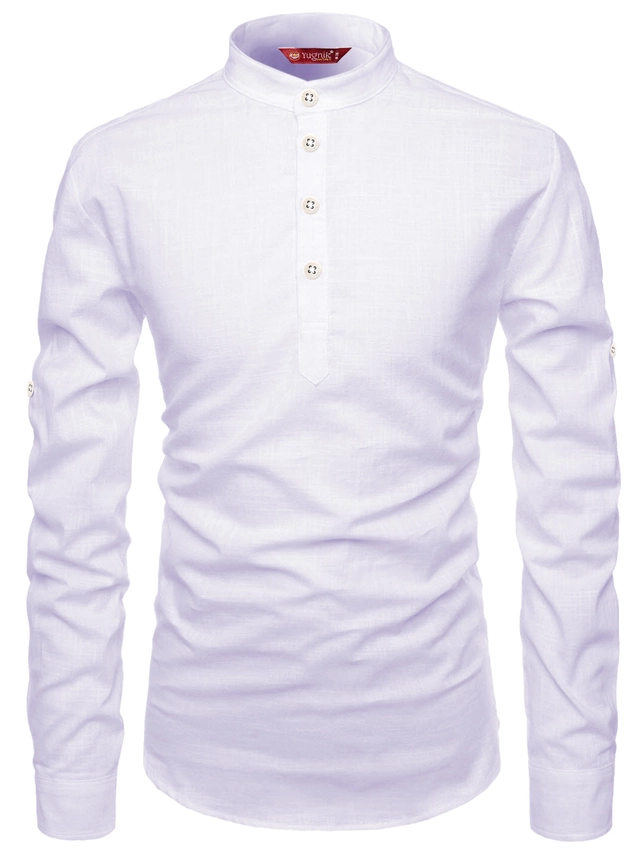 Cotton Solid Kurta for Men (White, S)