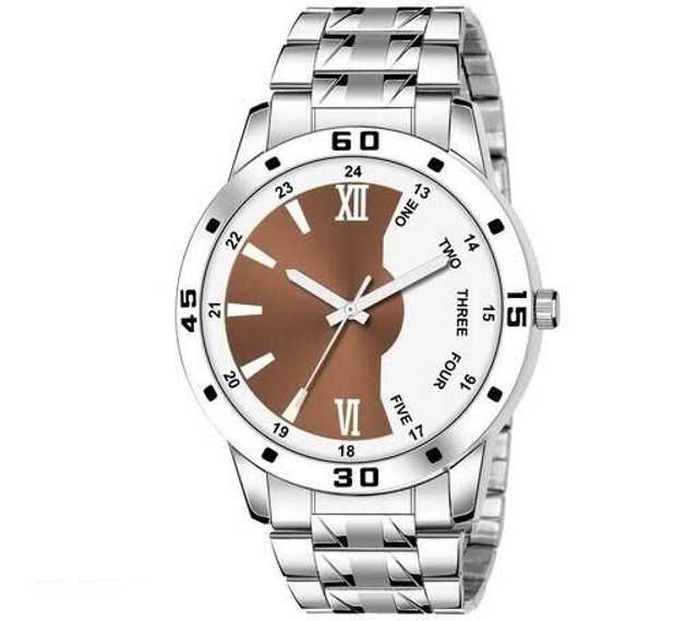 Elegant Collection Stylish Analog Watch For Men (Silver & Brown) (EC_041)