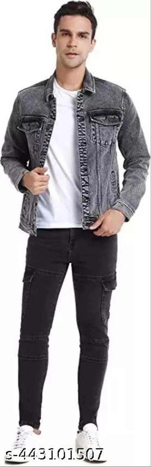 Denim Jacket for Men (Grey, M)