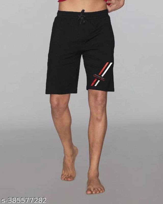 Cotton Blend Shorts for Men (Black, M)